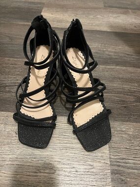 Zigi Soho Black Glitter Strappy Heels